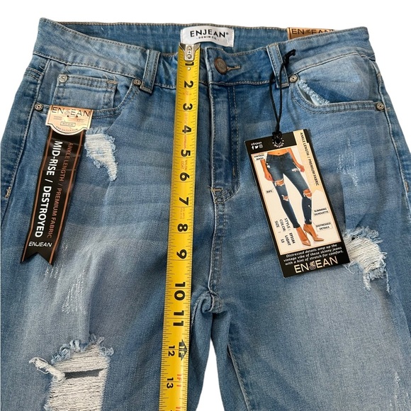 Enjean Midrise Ankle Length Destroyed Distressed Skinny Fit Jeans Size 13 - Picture 16 of 17